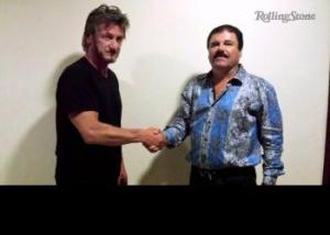 Sean Penn (L) greets El Chapo
