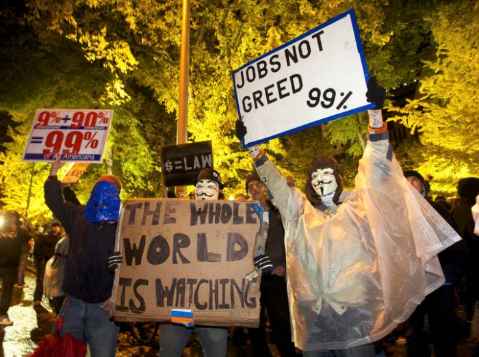 Occupy Wall Street protesters demonstrate in Portland